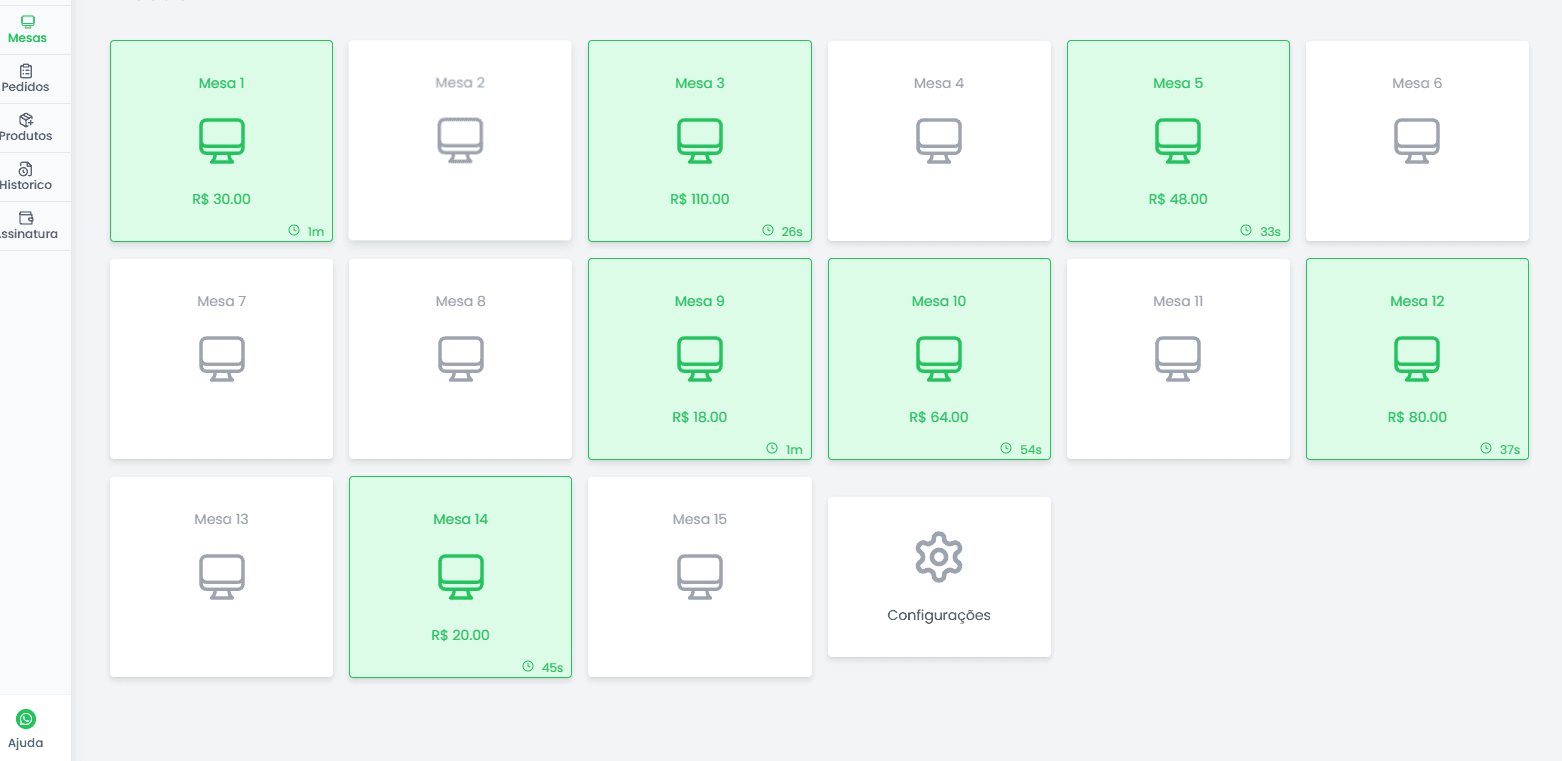 Gestão de Mesas